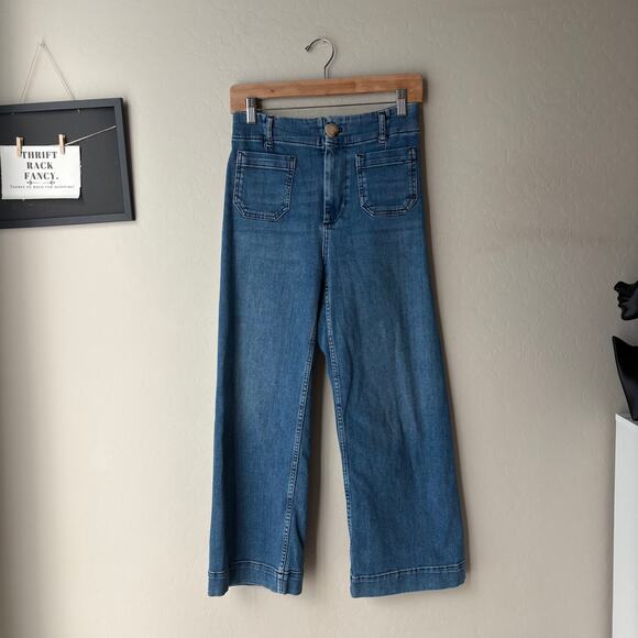 Maeve Anthropologie The Colette Crop Wide-Leg High Rise Patch Pocket Jeans 26 - Picture 2 of 10